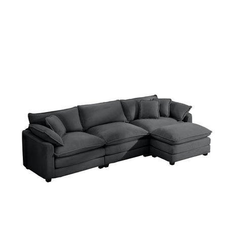 Modular Oversized Cushion Sofa With Ottoman, Low Back, Deep Seating Sofa Set