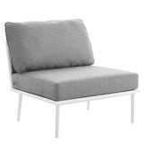 130" 4-Piece Modern Rope and Aluminum Outdoor Sectional Sofa – White Gray - Outdoor - Alpine Outlets