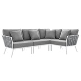 130" 4-Piece Modern Rope and Aluminum Outdoor Sectional Sofa – White Gray - Outdoor - Alpine Outlets