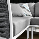 130" 4-Piece Modern Rope and Aluminum Outdoor Sectional Sofa – White Gray - Outdoor - Alpine Outlets
