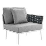 130" 4-Piece Modern Rope and Aluminum Outdoor Sectional Sofa – White Gray - Outdoor - Alpine Outlets