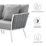 130" 4-Piece Modern Rope and Aluminum Outdoor Sectional Sofa – White Gray - Outdoor - Alpine Outlets