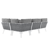 130" 4-Piece Modern Rope and Aluminum Outdoor Sectional Sofa – White Gray - Outdoor - Alpine Outlets