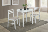 Bucknell 3-Piece Round Drop Leaf Dining Set in White