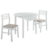 Bucknell 3-Piece Round Drop Leaf Dining Set in White
