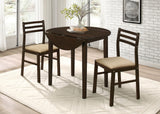 Bucknell 3-Piece Round Drop Leaf Dining Table Set Cappuccino