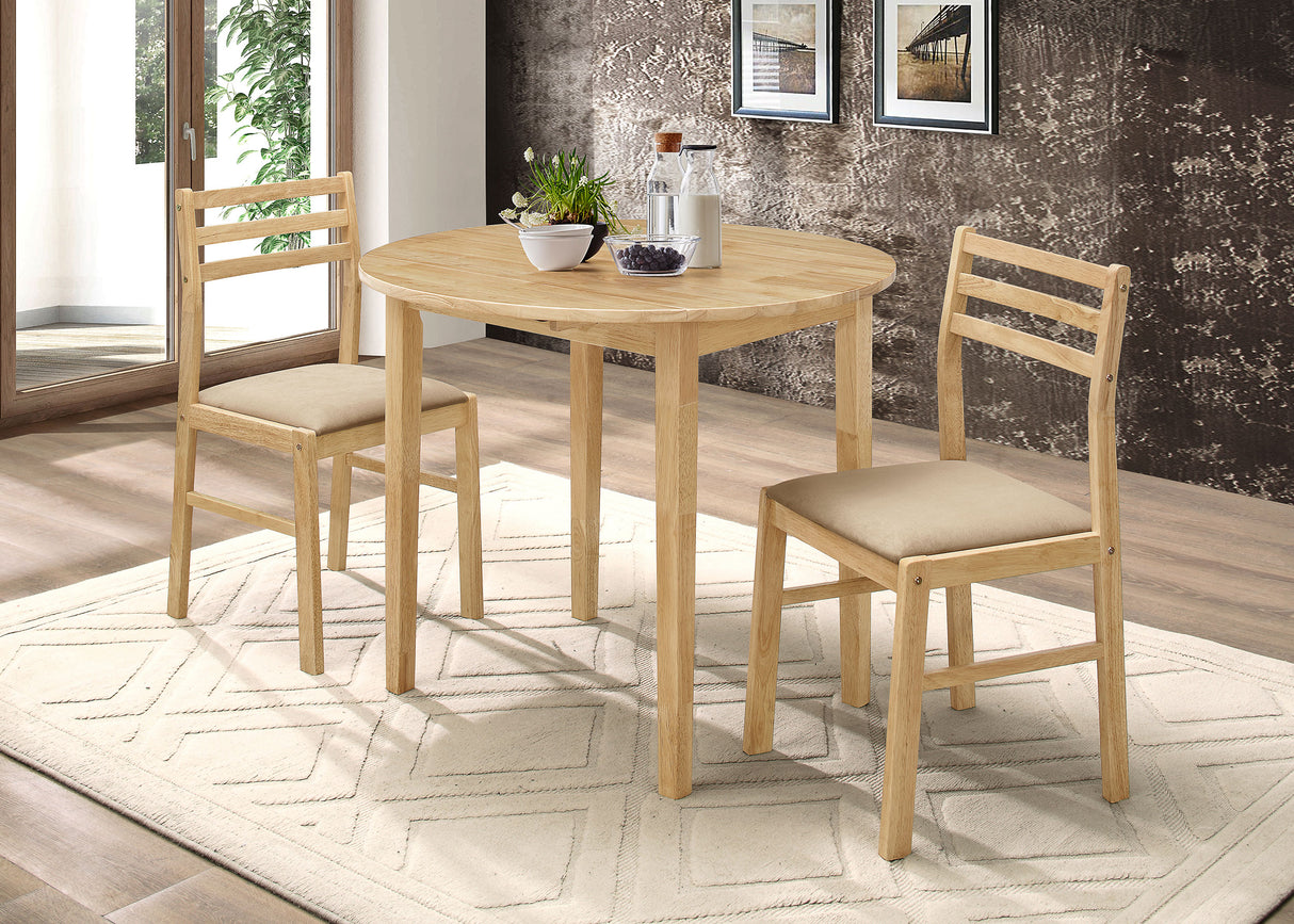 Bucknell 3-Piece Round Drop Leaf Dining Set in Natural