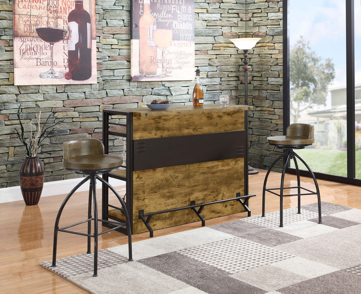 Renaldi 3-Shelf Home Bar Wine Cabinet, Rustic Nutmeg