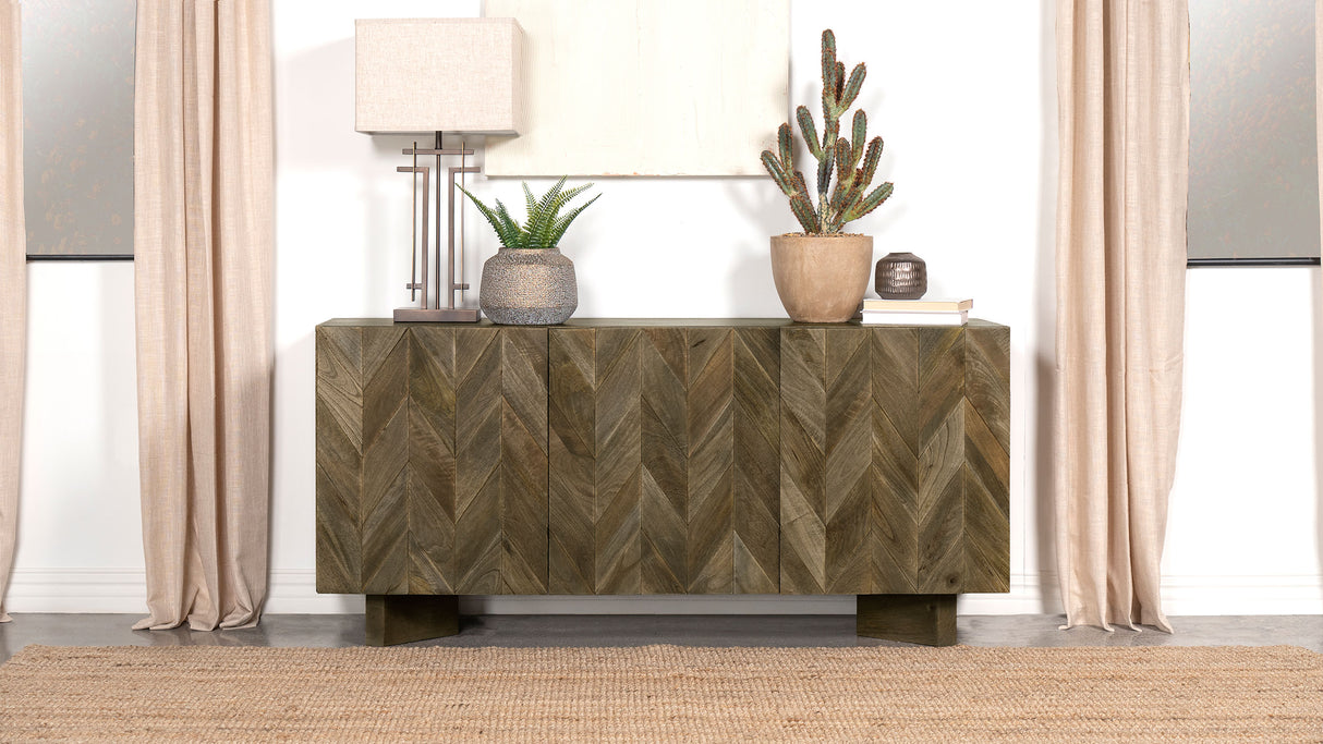 Tyler 3-Door Solid Wood Sideboard, Mango Brown