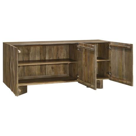 Tyler 3-Door Solid Wood Sideboard, Mango Brown