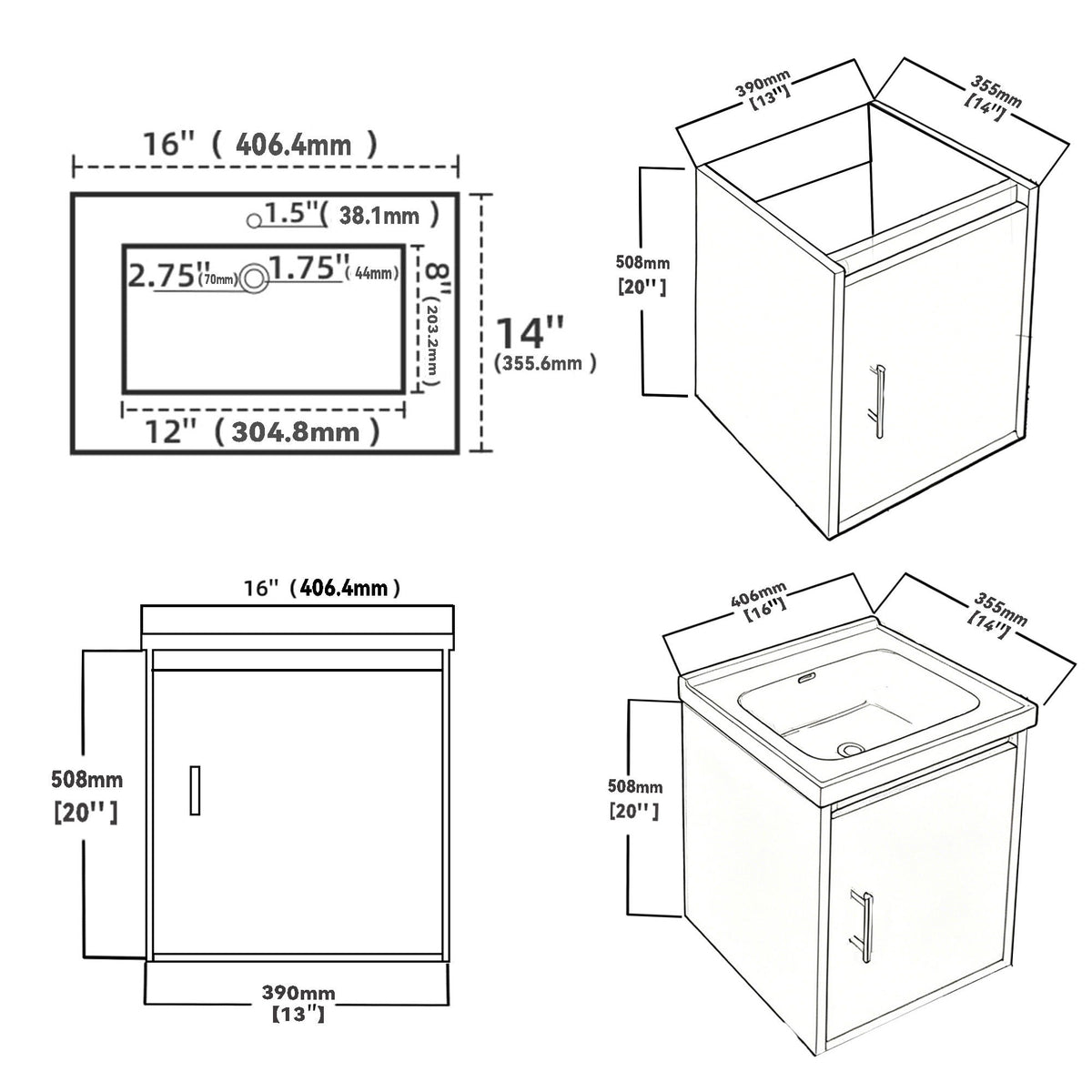 Floating Bathroom Vanity Combo, Wall Mounted Cabinet With Sink & Soft Close Doors For Small Bathrooms