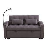 Modern Velvet Loveseat Futon Sofa With Pullout Bed, Adjustable Reclining Backrest, Toss Pillows