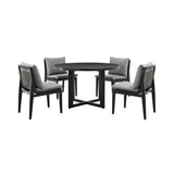 Cayman - Outdoor Patio 5-Piece Round Dining Table Set In Aluminum With Gray Cushions