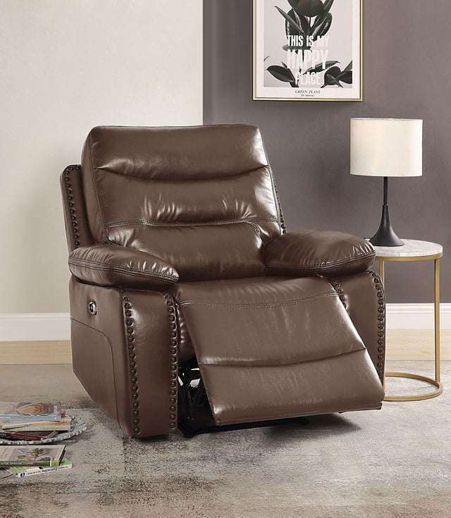 Aashi - Leather Gel Match Recliner Chair - Brown - Reclining Chairs - Alpine Outlets