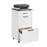 3 Drawer File Cabinet With Wheels, Vertical Rolling Storage For Letter / A4, Printer Stand & Mobile Organizer For Home Office - White