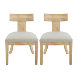 Contemporary Fabric Upholstered Side Dining Chairs Set With Curved Back