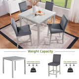 5 Pieces Counter Height Table Set, Kitchen Table With Square Table And 4 Upholstered Chairs