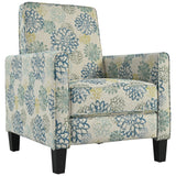 Upholstered Push Back Recliner Chair For Living Room - Blue