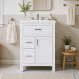 Modern Bathroom Vanity With Sink, Flip Drawer & 2 Drawers, Soft Close Hinges, Adjustable Shelf
