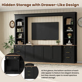 Arched Entertainment Center Wall Unit With Bookshelf, Retro Large TV Stand