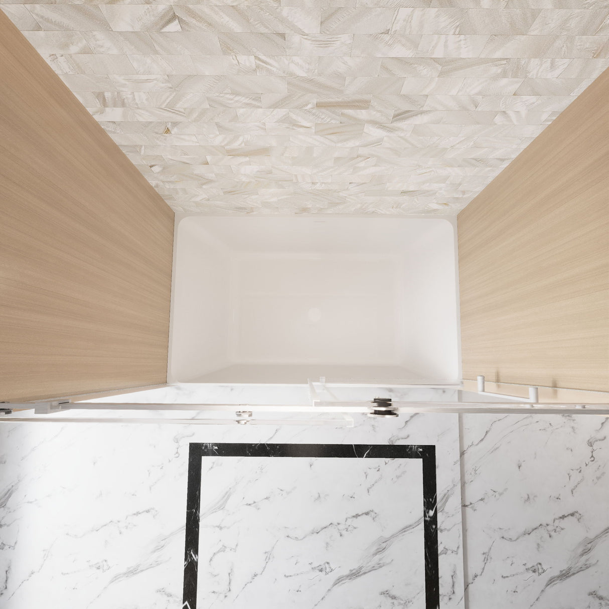 Frameless Single Sliding Shower Door & Handle And Square Tube Track