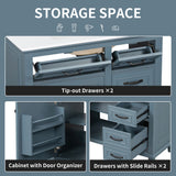 Modern Bathroom Vanity With Sink Top, Flip Drawers, Adjustable Shelf