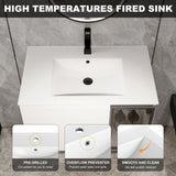 Wall Mounted Bathroom Vanity With Sink, 2 Soft Close Doors, Cabinet & Half Door