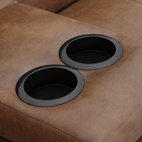Tufted Convertible Sofa With Cup Holders - Brown