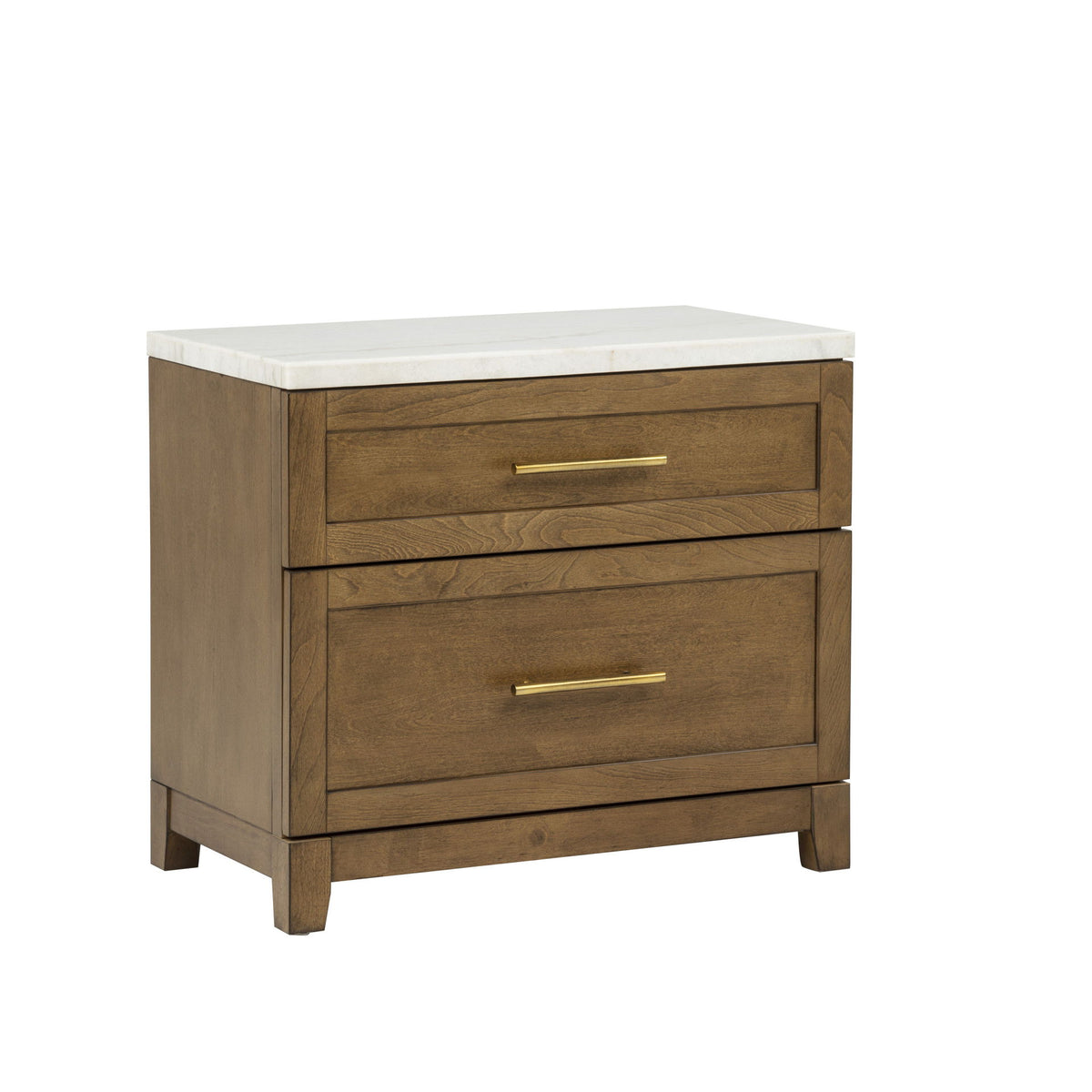 Devonshire - Nightstand With Marble Top And USB Port - Cognac