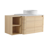 Mounted Bathroom Vanity With Art Sink, Storage Shelves, Soft Close Door