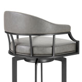 Edy - Swivel 30" Mineral Finish And Gray Faux Leather Bar Stool