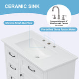 Modern Bathroom Vanity With Sink Top, 4 Drawers And 1 Soft-Close Door