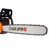 62Cc Gas Powered Chainsaw 2 Cycle Handheld Cordless Chain Saw Aluminium 18" And 20" Guide Bar - Orange