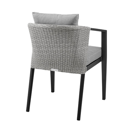 Palma - Outdoor Patio Dining Chairs In Aluminum And Wicker With Gray Cushions - (Set Of 2)