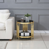 Round Double Tier Table With Flute Shaped Tube Legs