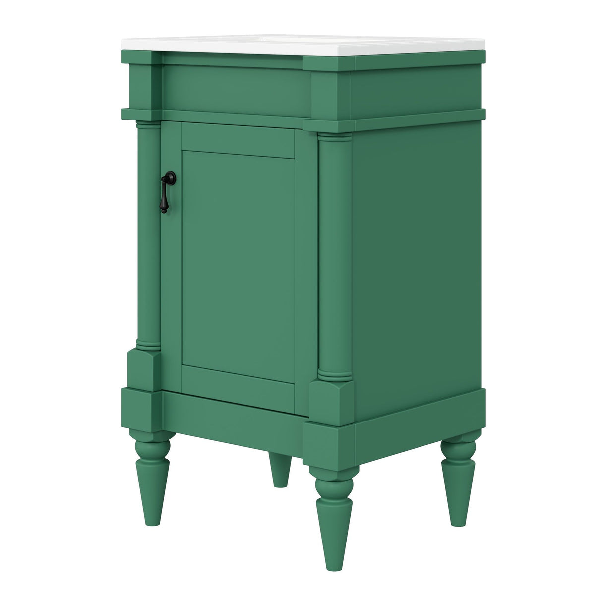 Bathroom Vanity With Sink, Compact Storage Cabinet With Door, Adjustable Shelf, Rectangular Style - Green