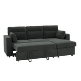 Convertible L - Shaped Sectional Sofa Bed With Storage Chaise, Cup Holders
