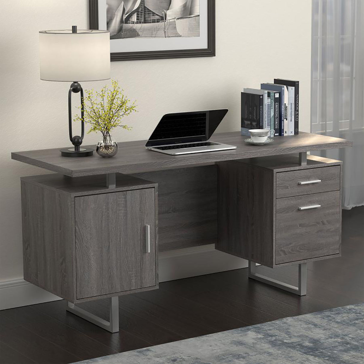 2 Drawer Floating Top Office Desk
