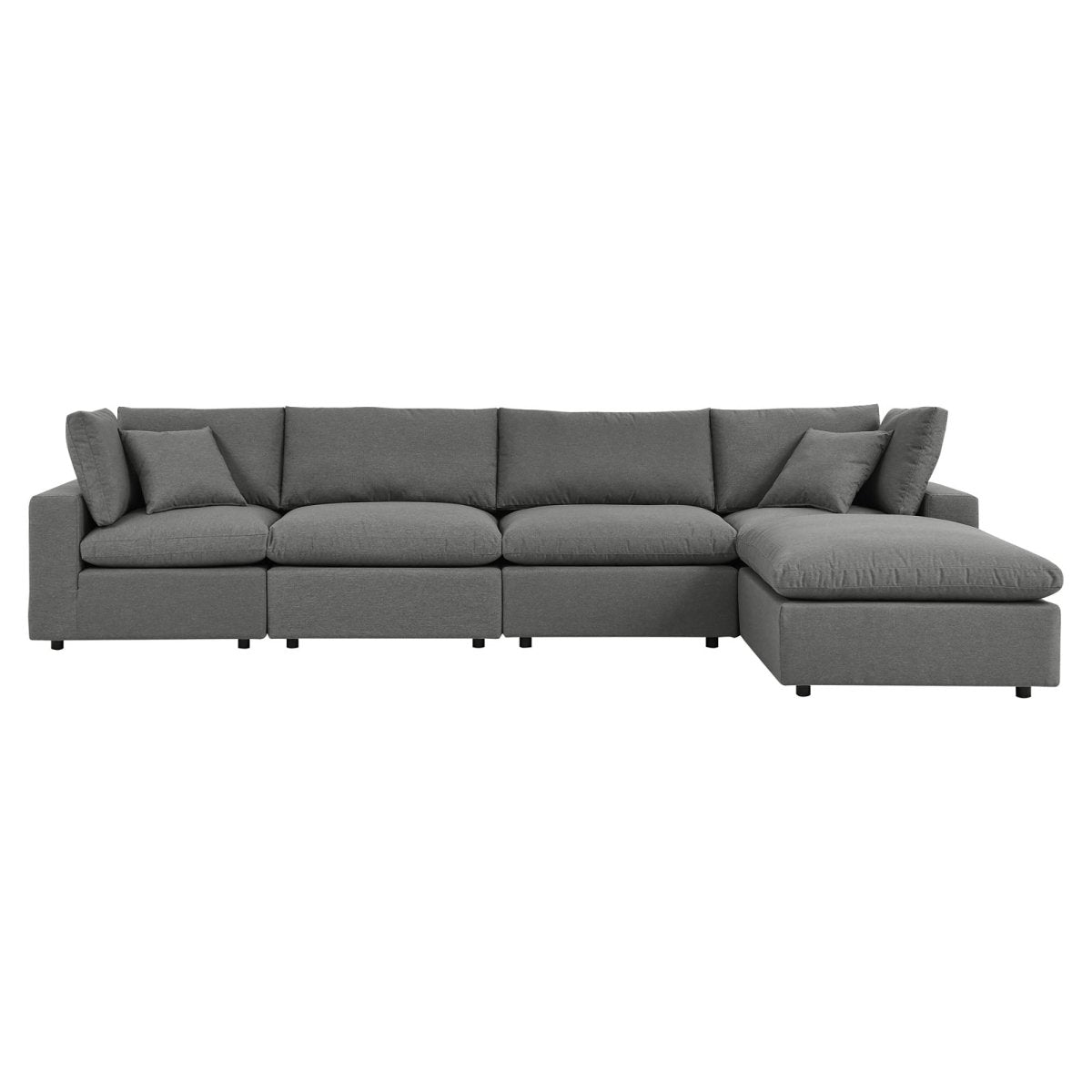 144" 5-Piece Modern Aluminum Outdoor Sectional Sofa – Charcoal - Outdoor - Alpine Outlets