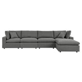 144" 5-Piece Modern Aluminum Outdoor Sectional Sofa – Charcoal - Outdoor - Alpine Outlets