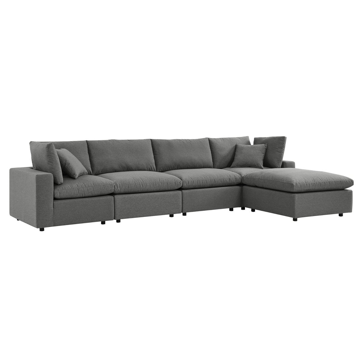 144" 5-Piece Modern Aluminum Outdoor Sectional Sofa – Charcoal - Outdoor - Alpine Outlets