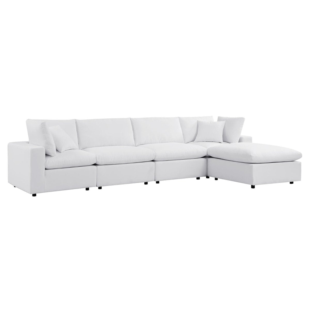 144" 5-Piece Sunbrella® Outdoor Patio Sectional Sofa – White - Outdoor - Alpine Outlets