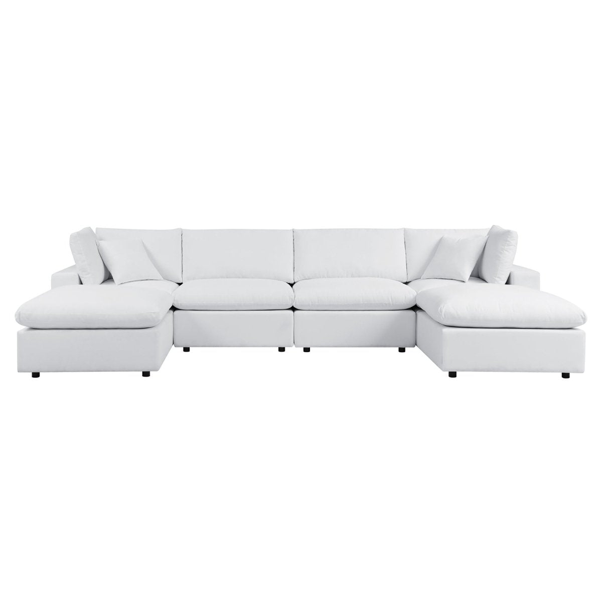 144" 6-Piece White Outdoor Patio Sectional Sofa – Sunbrella® Aluminum Set - Outdoor - Alpine Outlets