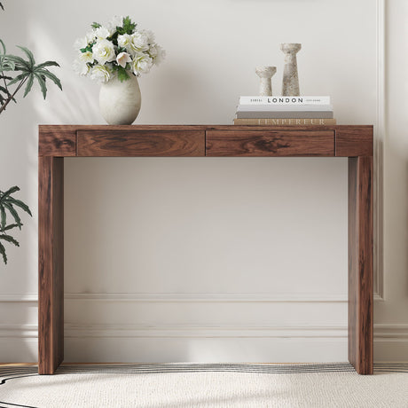 Console Table With Double Drawers - Walnut