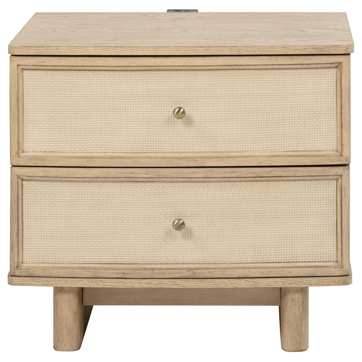 Kimpton - 2 Drawer Nightstand With USB Charging Ports - Beige