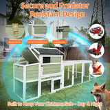 Chicken Coop, Large Outdoor Hen House With Run And Nesting Box Poultry Cage, Rabbit Hutch - Gray Green