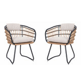 Patio All Weather Armchairs With Cushions (Set of 2) - Beige