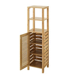 Linon Bracken Mid Cabinet Natural Bamboo Wood Freestanding Linen Cabinet