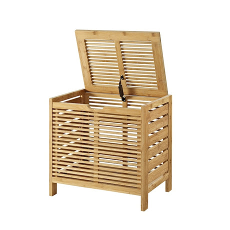 Linon Bracken Bamboo Hamper Natural Bamboo Wood Freestanding Linen Cabinet