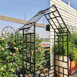 Garden Arch With Bench Turned Into Flower Stand Climbing Plants Support Outdoor - Black